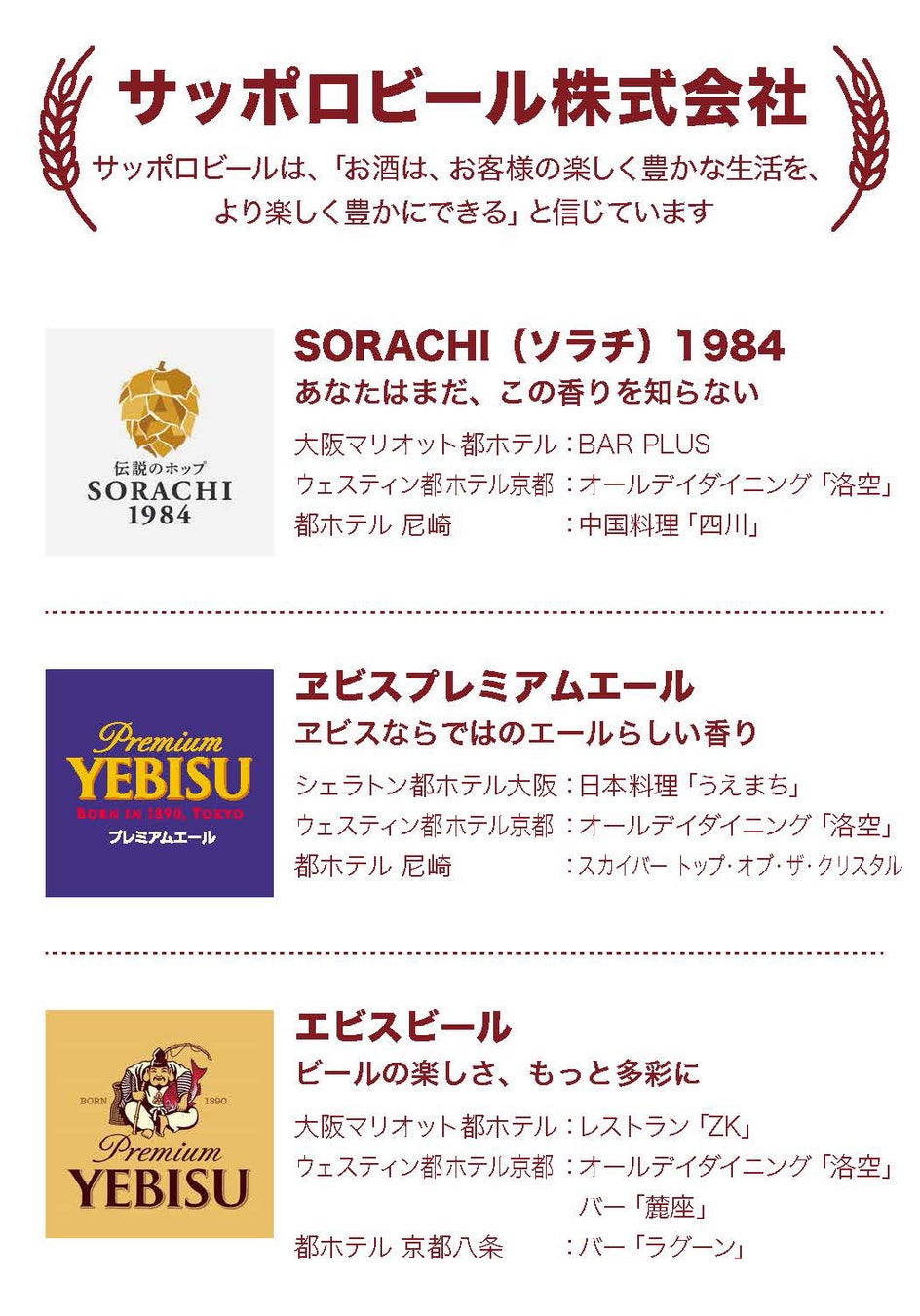 【都ホテルズ&リゾーツ】日本4大ビールメーカーのビールを楽しむ「Beer FES 2023」開催！のサブ画像6_サッポロビール